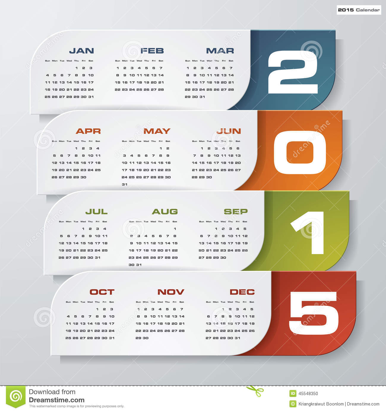 Editable 2015 12 Month Calendar