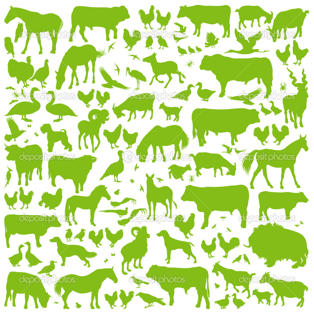 Farm Animals Silhouette Vector