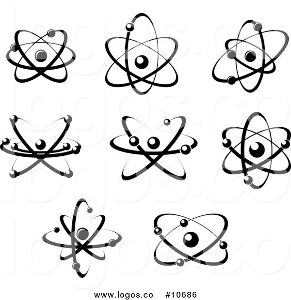 Free Clip Art Black and White Atom