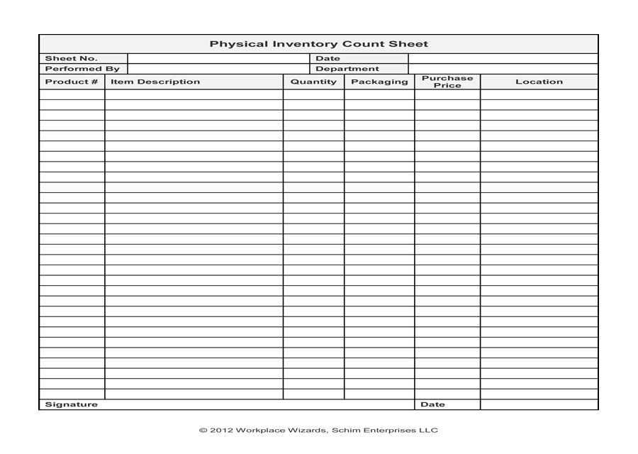 Free Printable Inventory Count Sheets