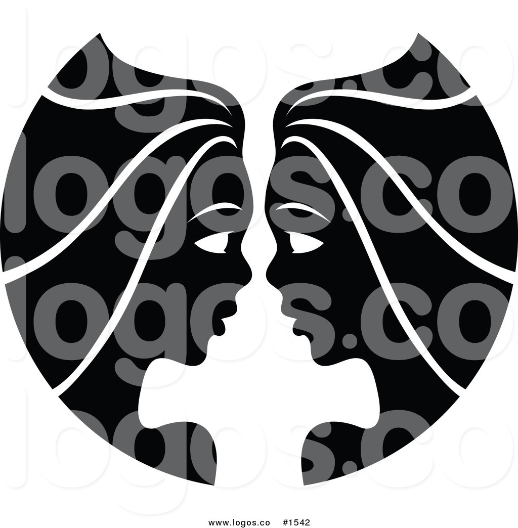 Gemini Twin Black and White Clip Art