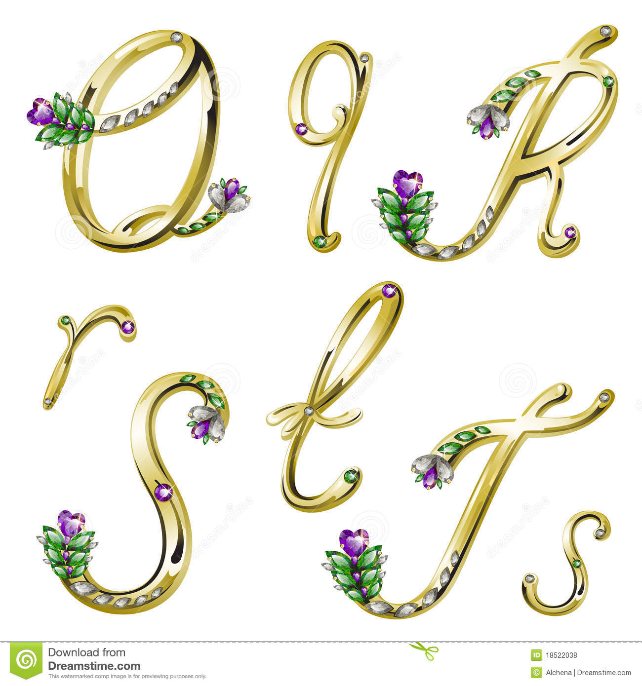 Gold Alphabet Diamond Letters