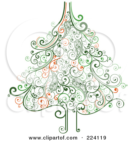 Green Swirl Christmas Tree Clip Art