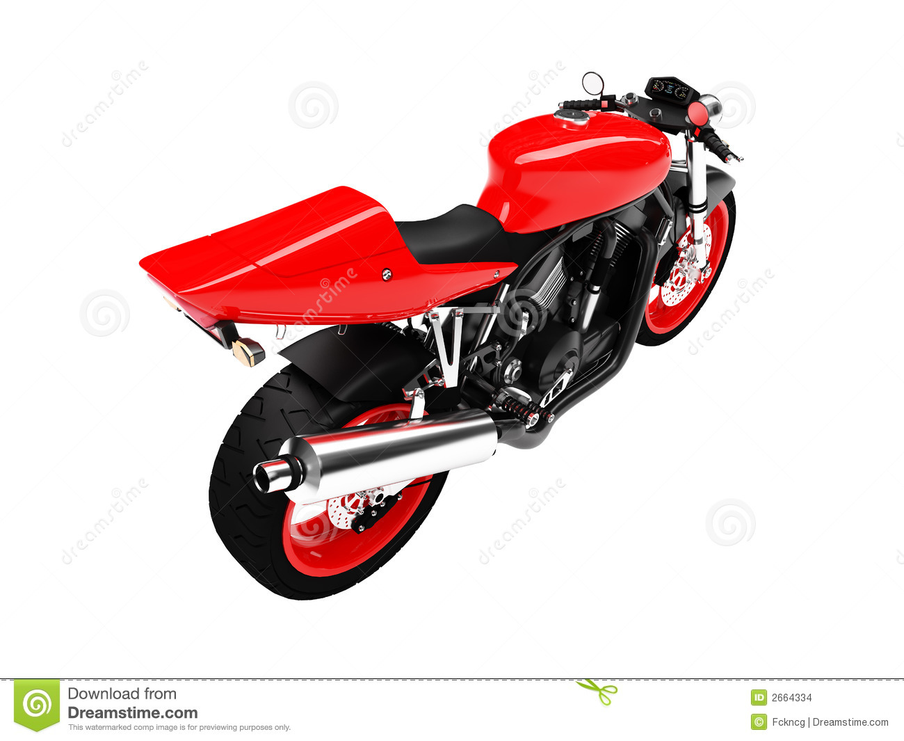 Isolated Motorcycle Rear View Isolated Motorcycle Rear View