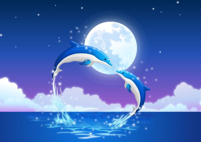 Jumping Dolphins Vector