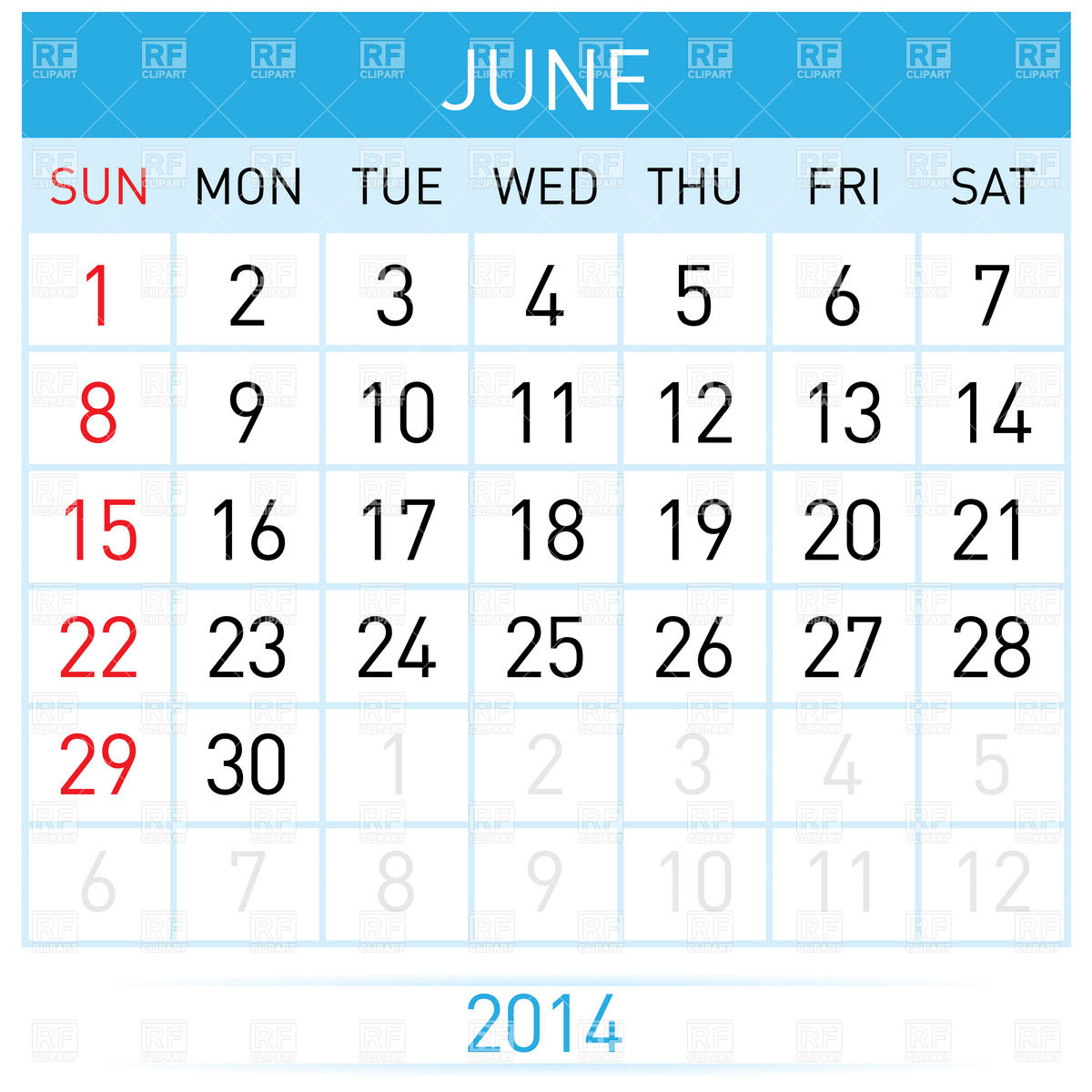 June Calendar Month Clip Art Free