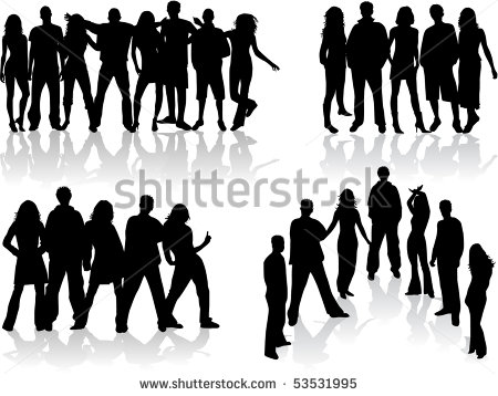 Large Group of People Silhouette