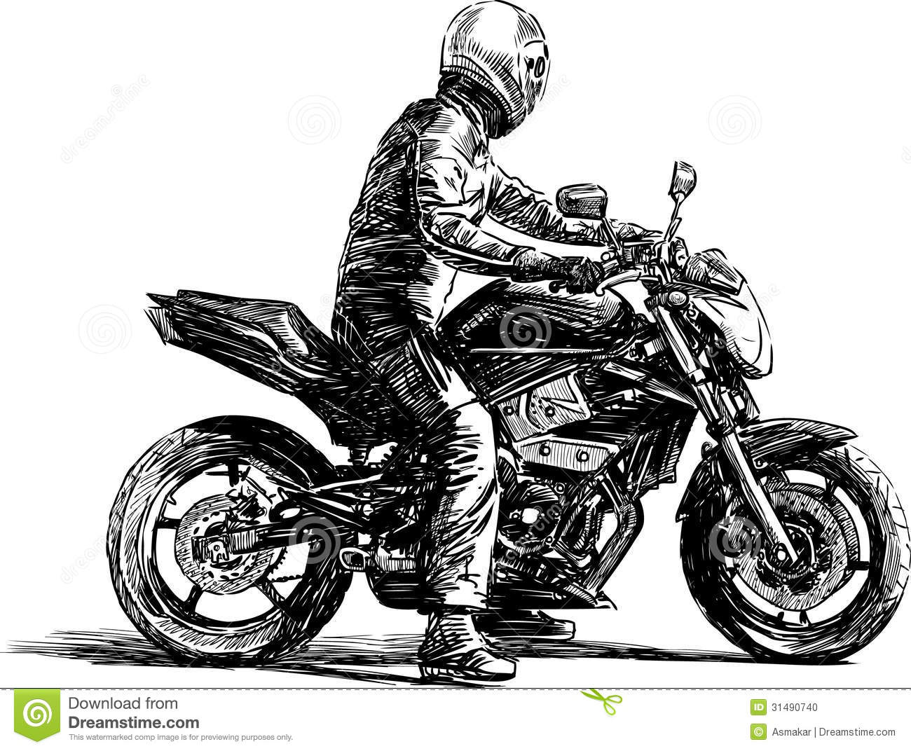 Man Riding Motorcycle Vector