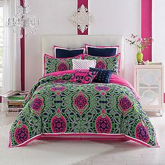 Navy and Pink Comforter Set