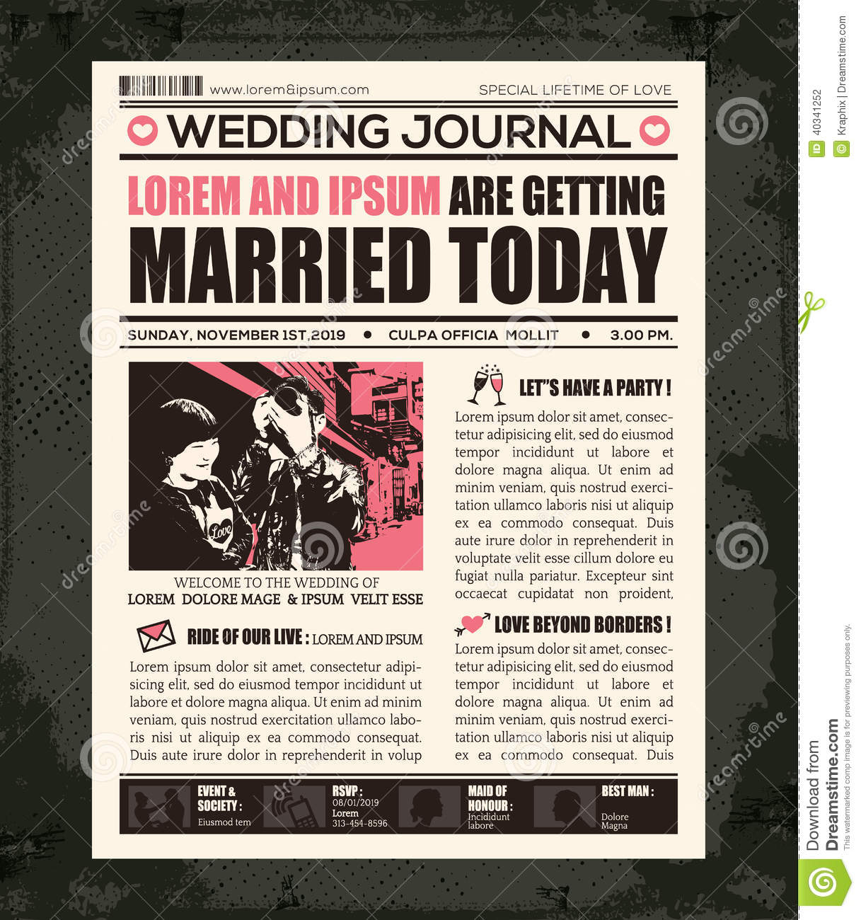 Newspaper Wedding Invitation Template