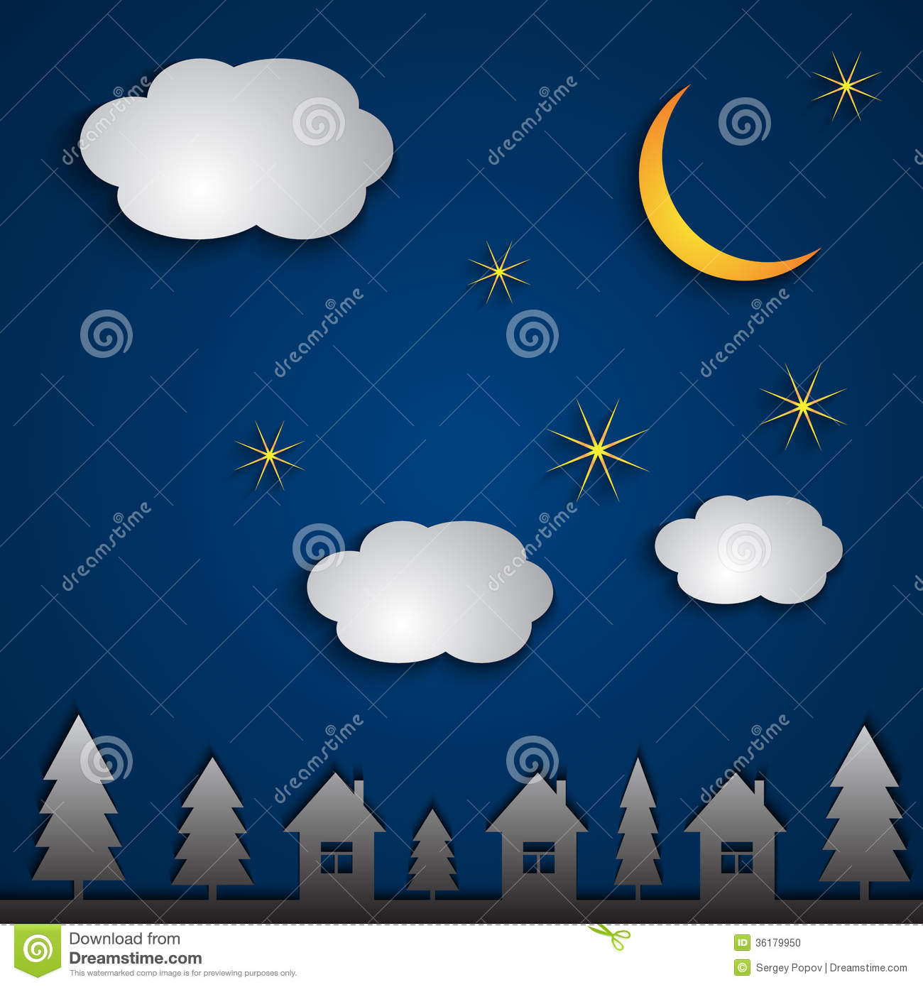 Night Landscape Vector