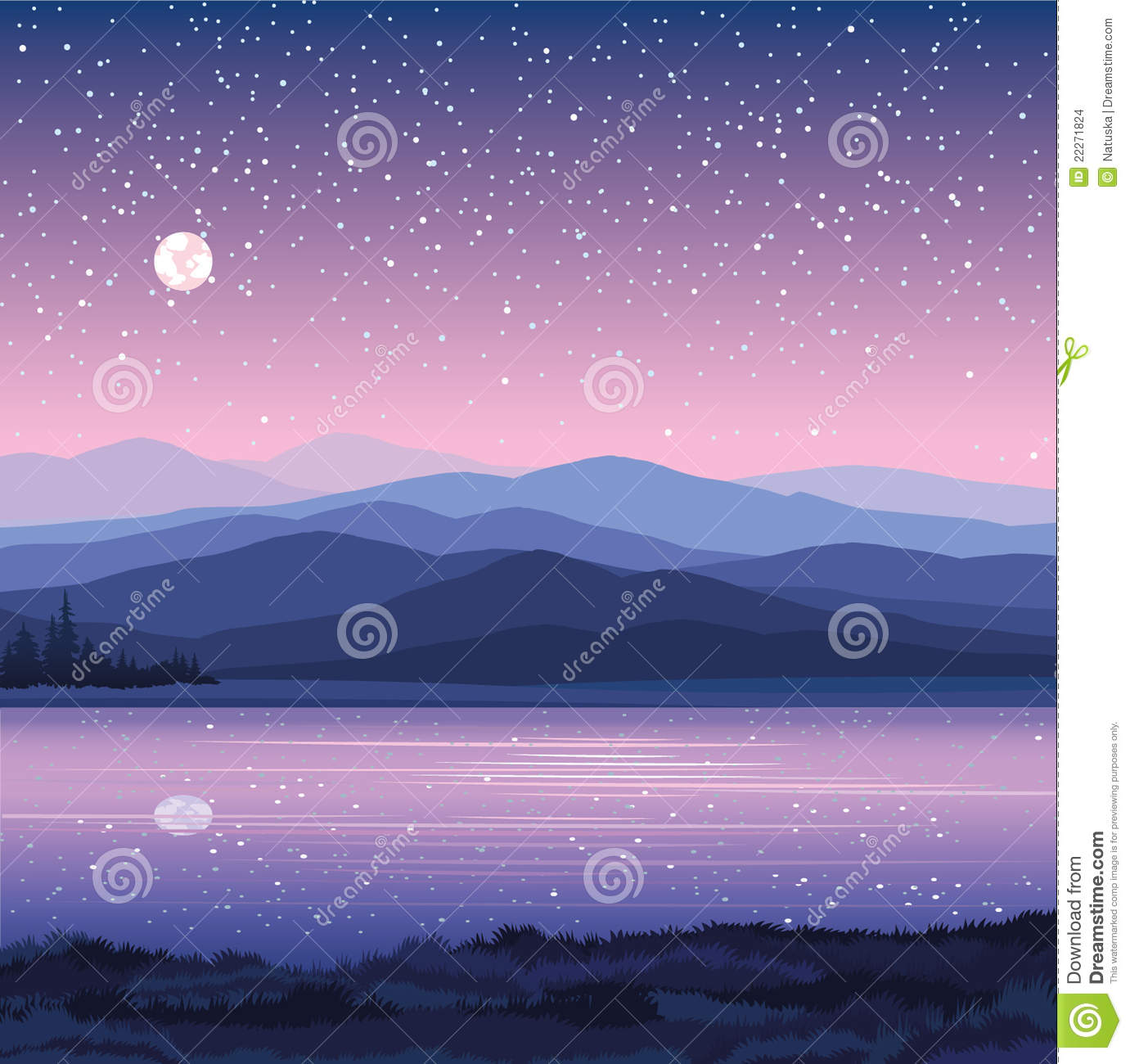 Night Landscape Vector