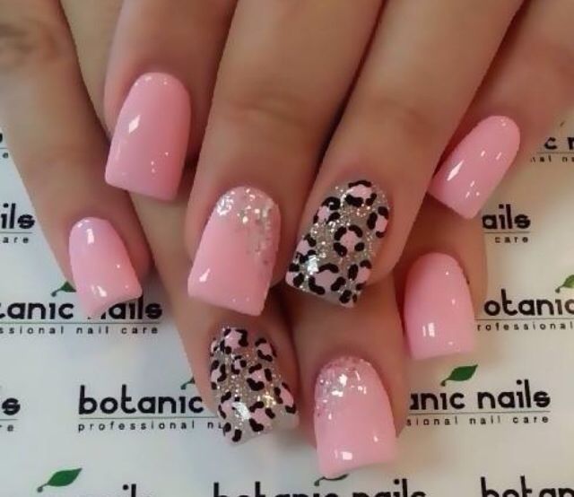 Pink Leopard Print Nail Design