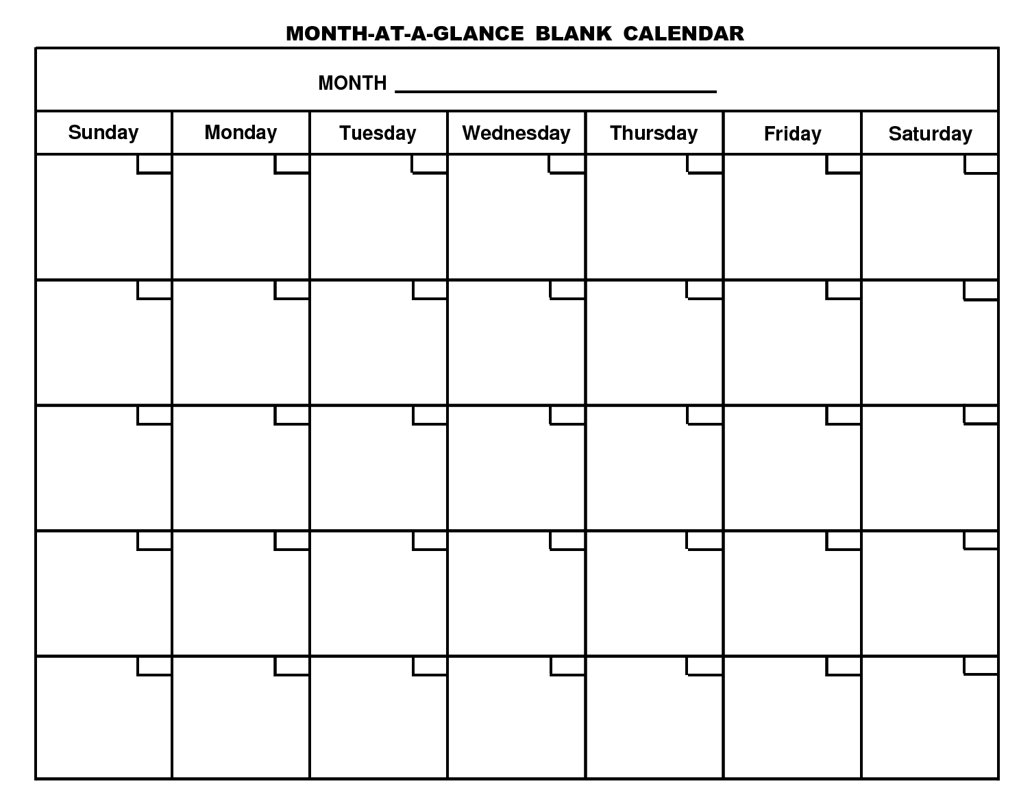 Printable Blank Calendar Template