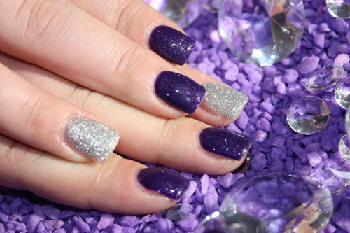 Purple and Silver Nail Design