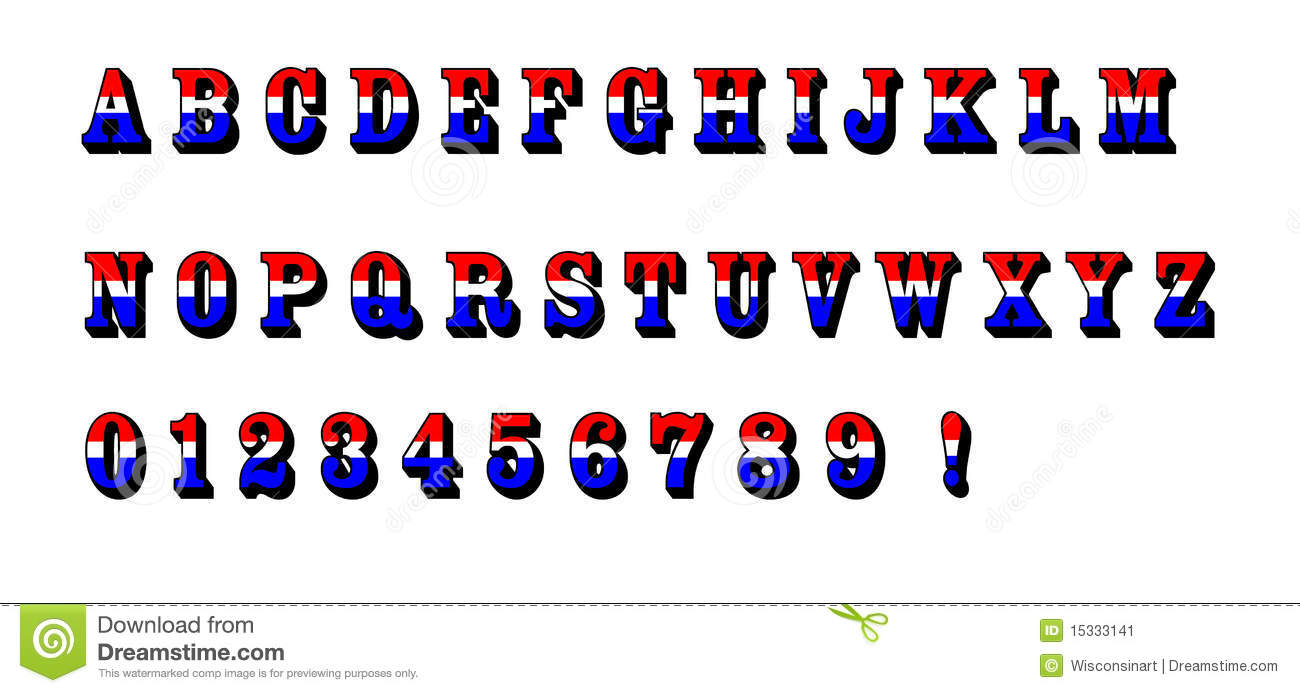 Red White and Blue Letters Font