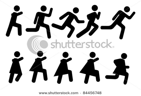 Running People Silhouette Vector