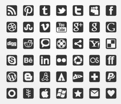 Social Media Icons Black and White