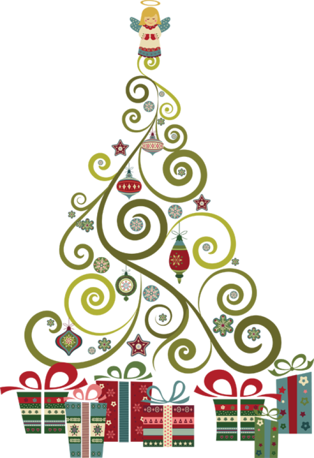 Swirl Christmas Tree Clip Art