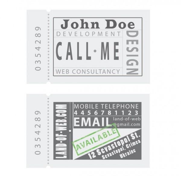 Ticket Business Card Template Ticket Business Card Template
