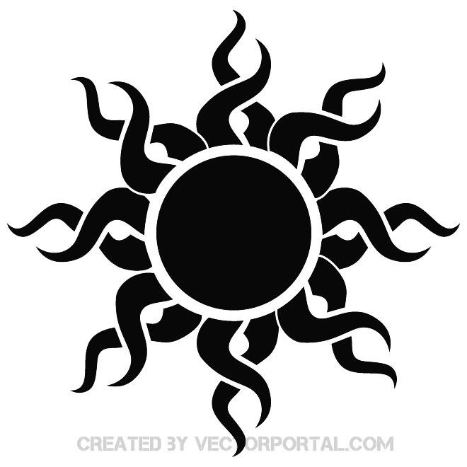 Tribal Sun Vector Clip Art