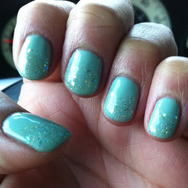 Turquoise and Silver Nail Art