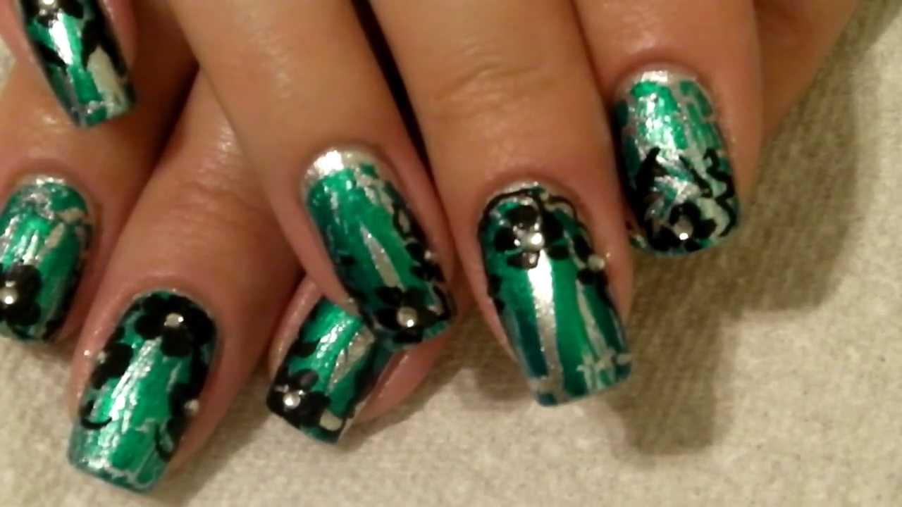 Turquoise and Silver Nail Design Turquoise and Silver Nail Design