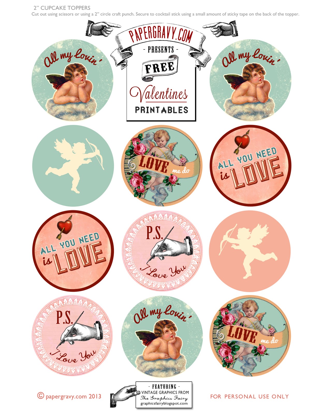 Valentine's Cupcake Toppers Printables