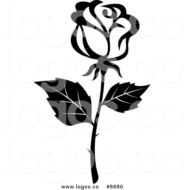 Vector Clip Art Black and White Rose