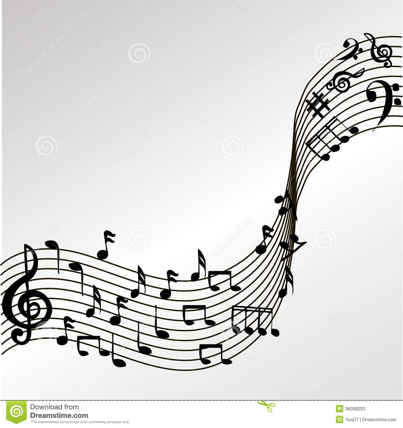 Wavy Music Notes Vector