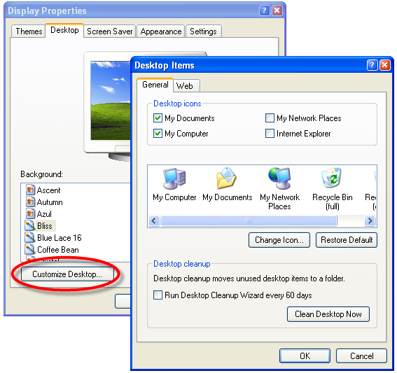 Windows XP Restore Desktop Icons