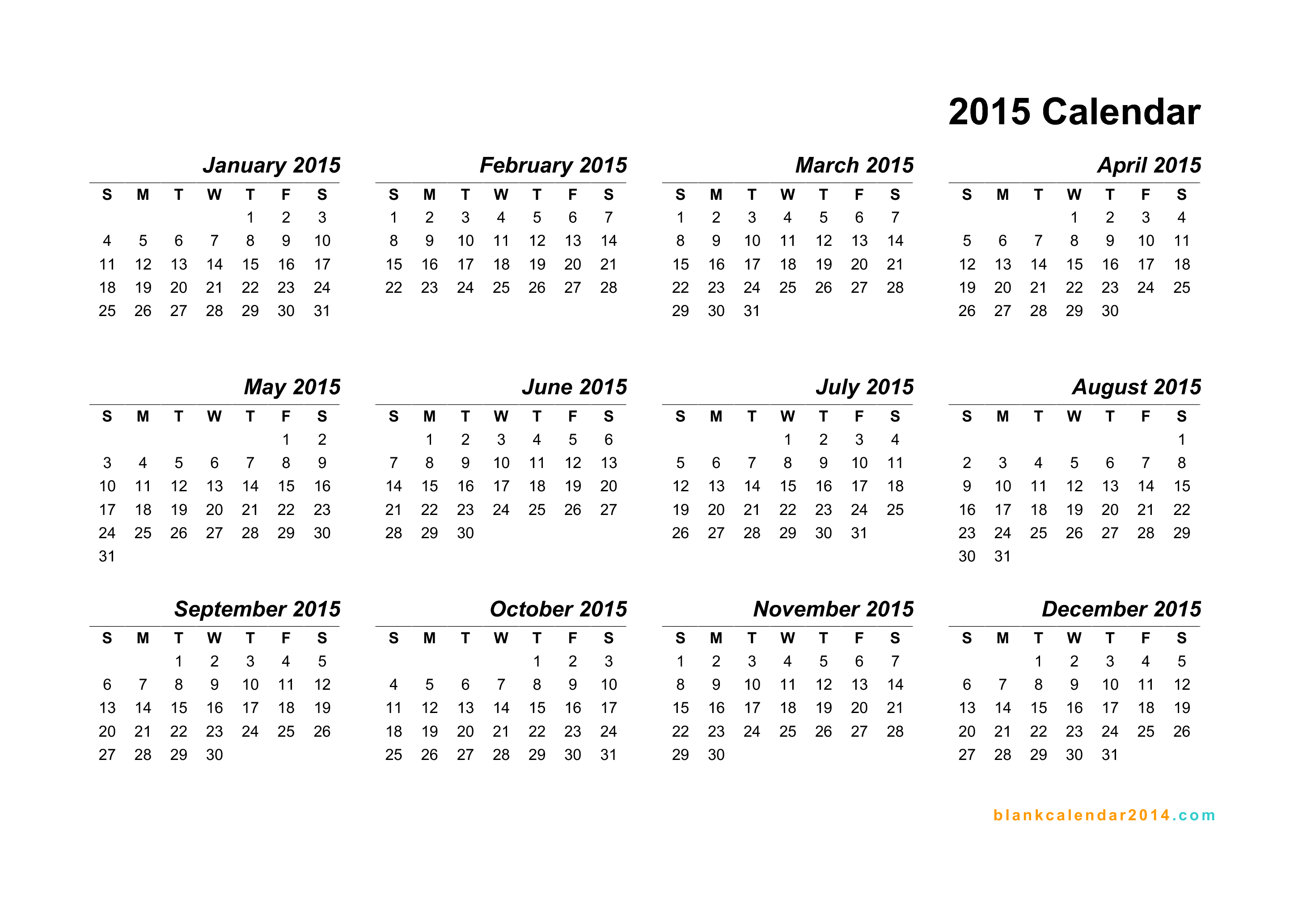 2015 Calendar Templates