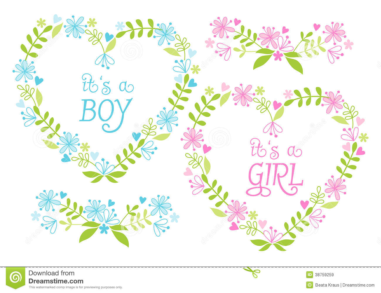 Baby Girl Floral Border Vector