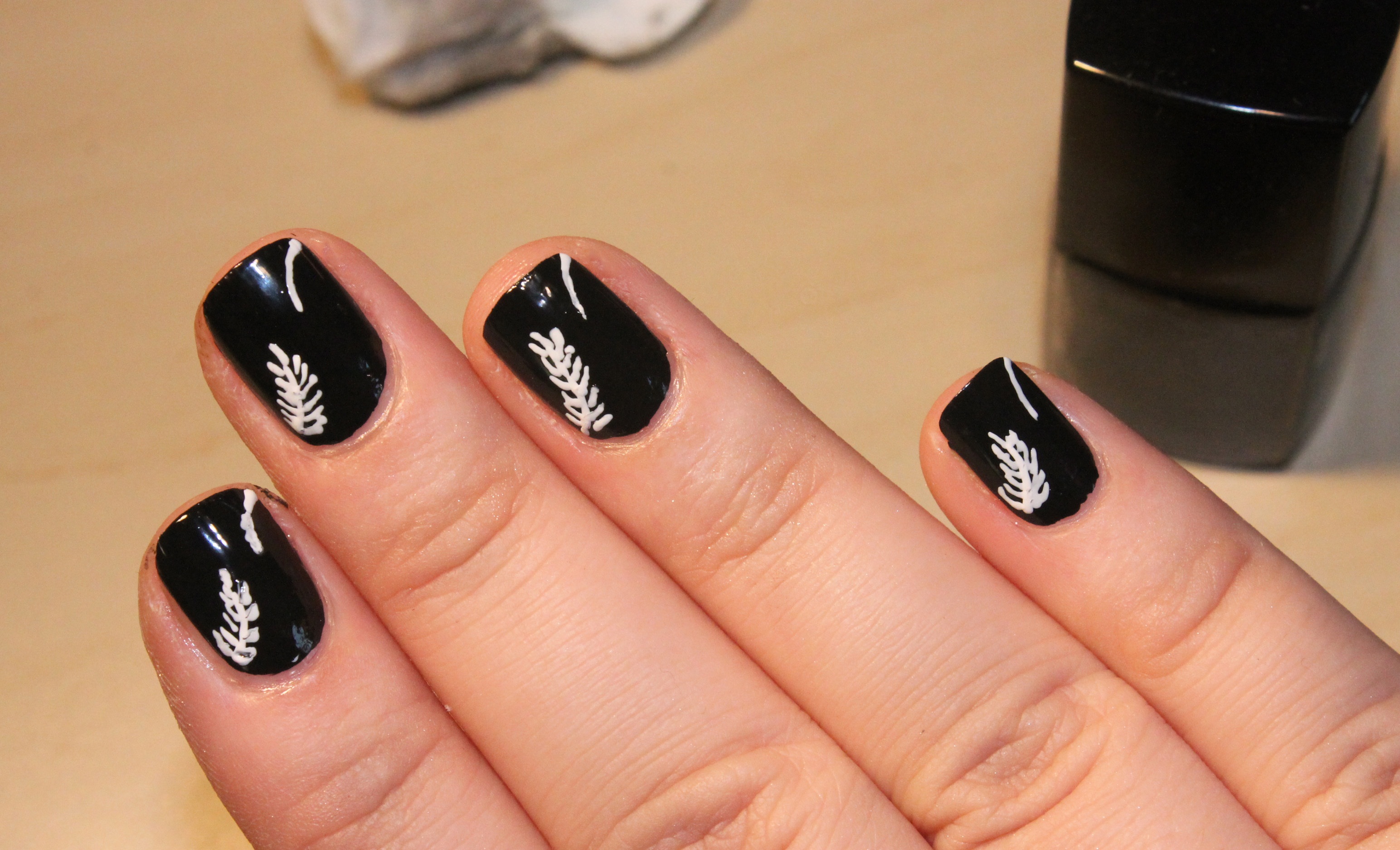 Black Acrylic Nails with Design