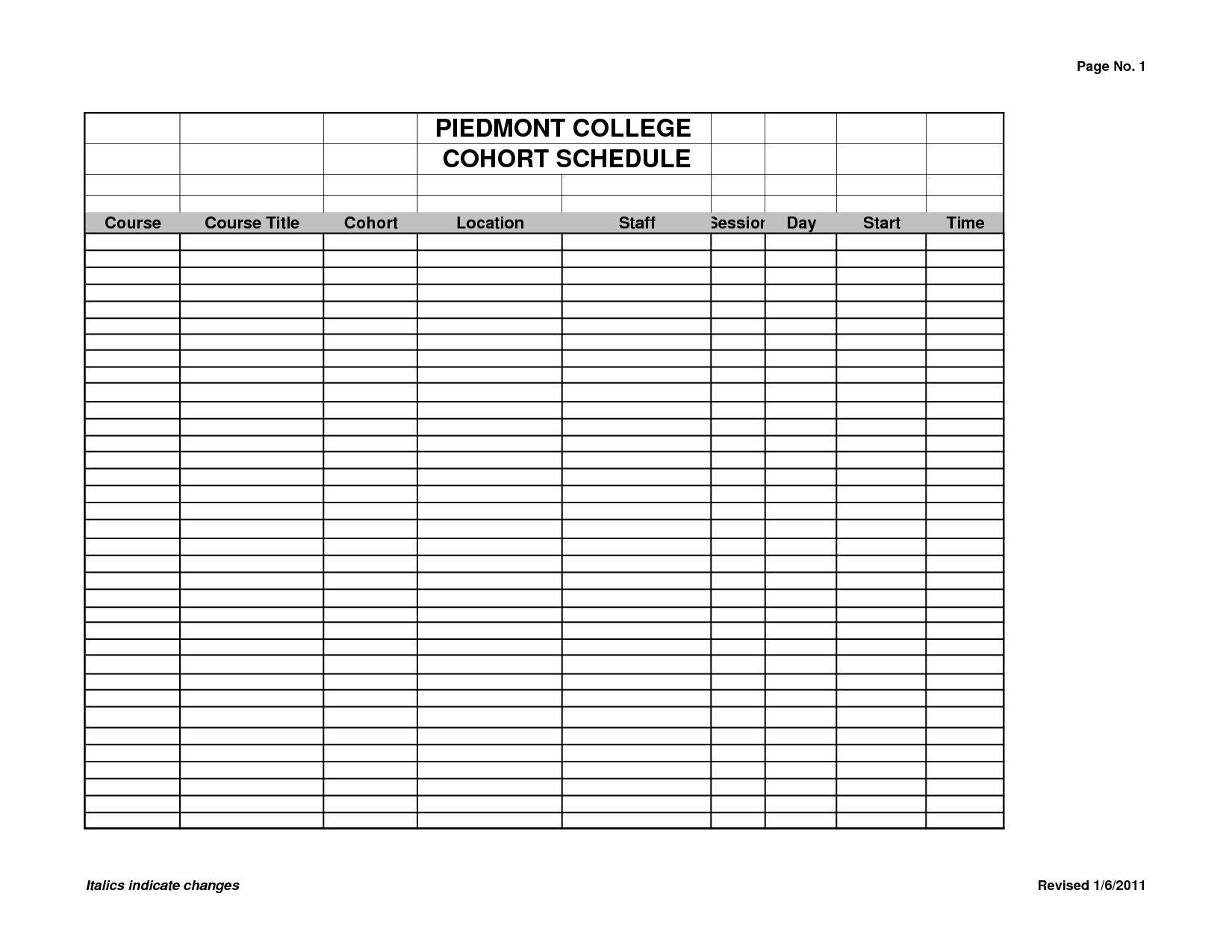 Blank Employee Schedule Template