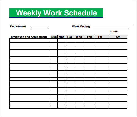 Blank Monthly Work Schedule Template