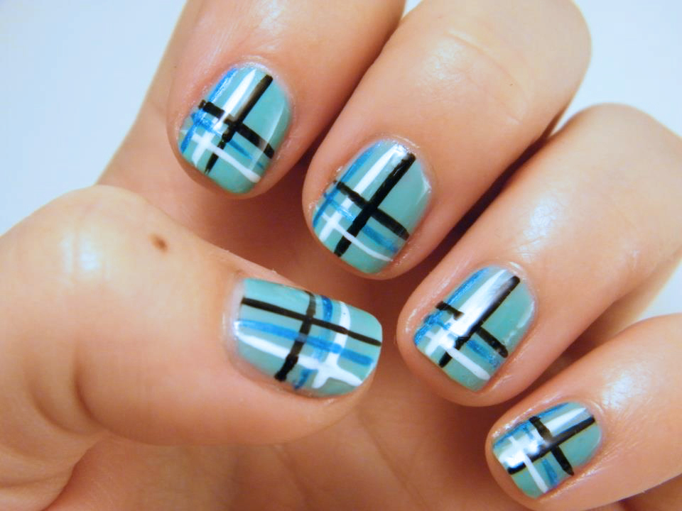 Blue and Black Nails Art Design