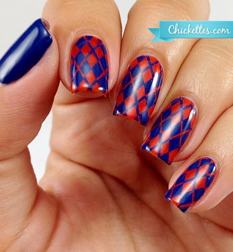 Blue and Orange Nail Art