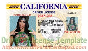 California Drivers License Template