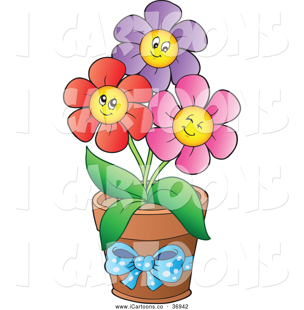 Cartoon Daisy Flower Pot Clip Art