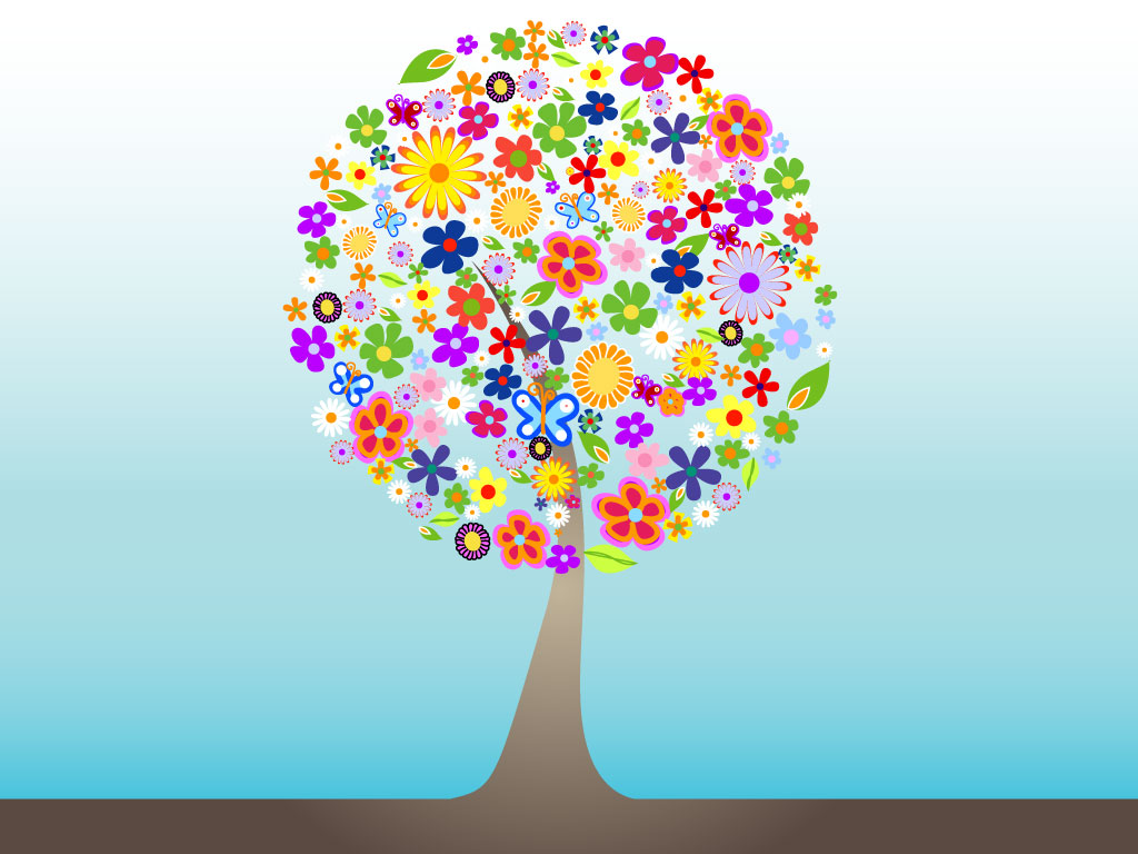 Cartoon Tree with Flowers Cartoon Tree with Flowers