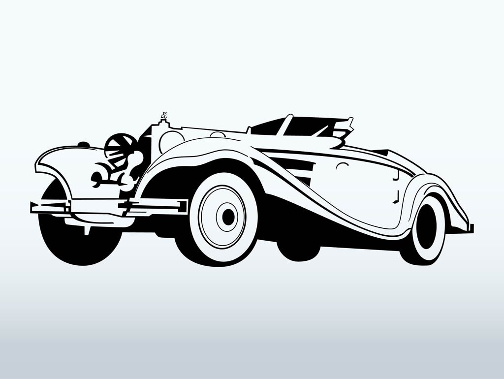 9 Classic Cars Vector Clip Art Images