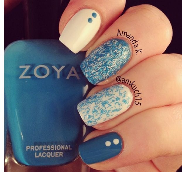 Cool Blue and White Nail Designs