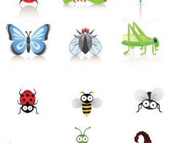 Cute Cartoon Bugs and Insects