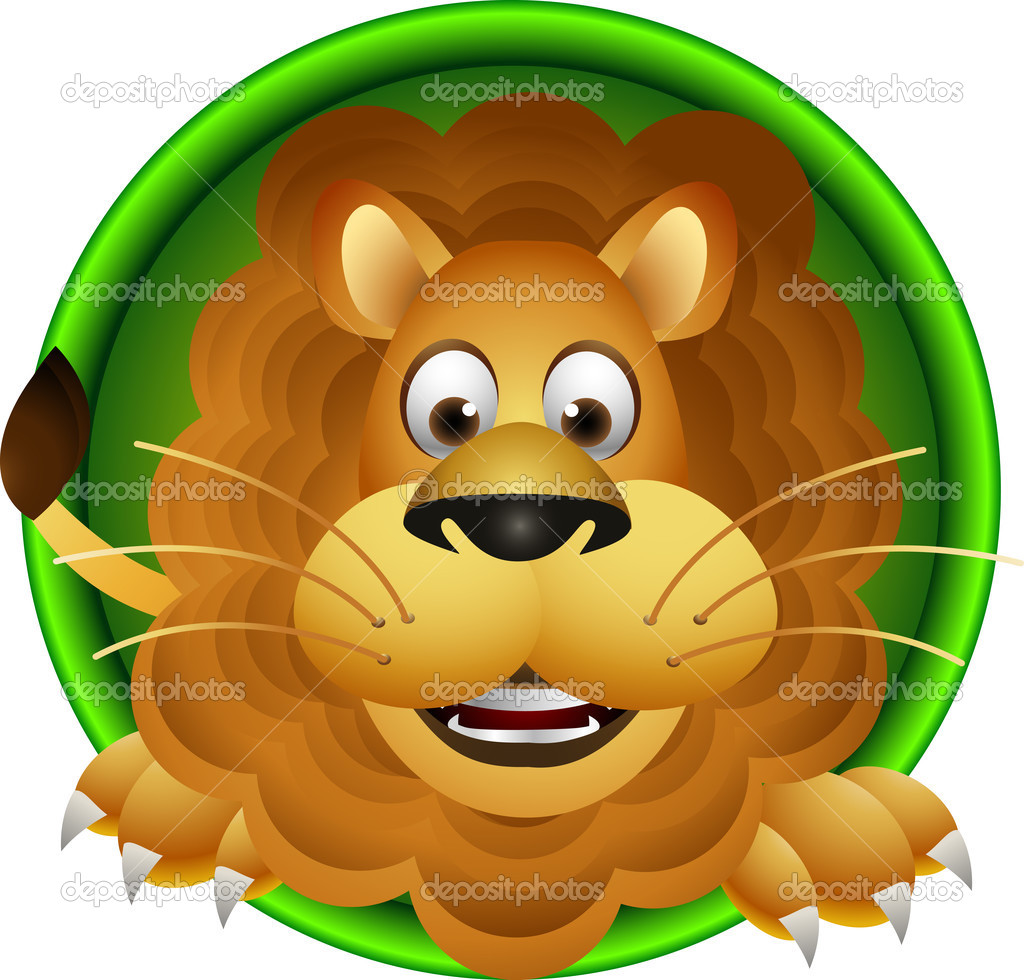 Cute Cartoon Lion Head