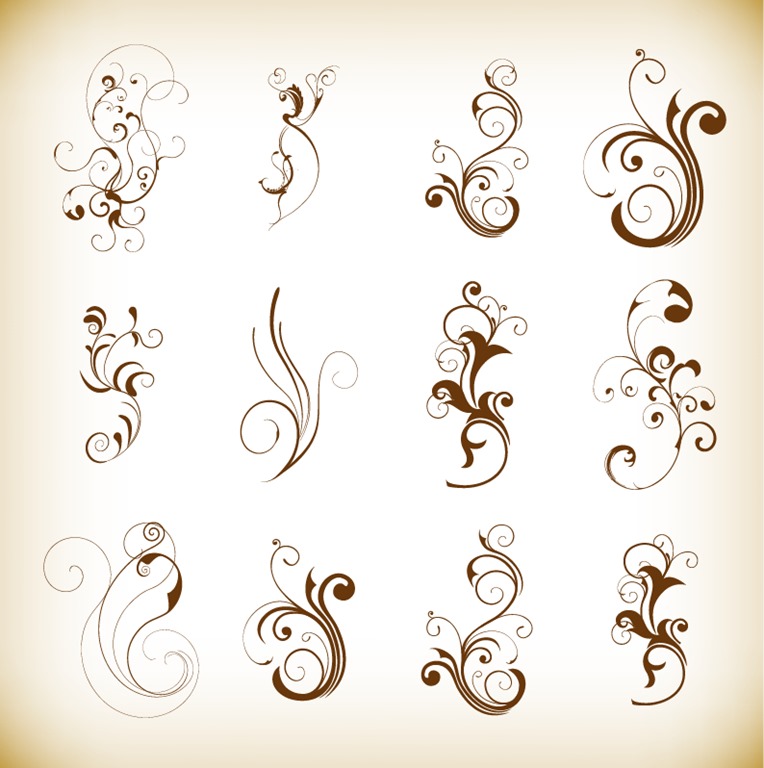 Floral Swirls Vector Patterns