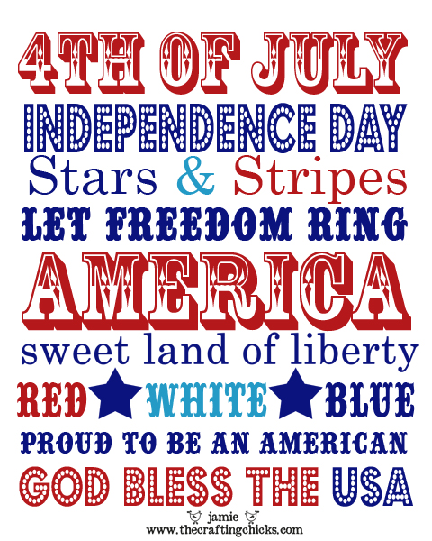 Fourth of July Subway Art Printable