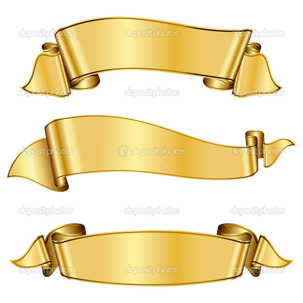 Gold Ribbon Banner Vector