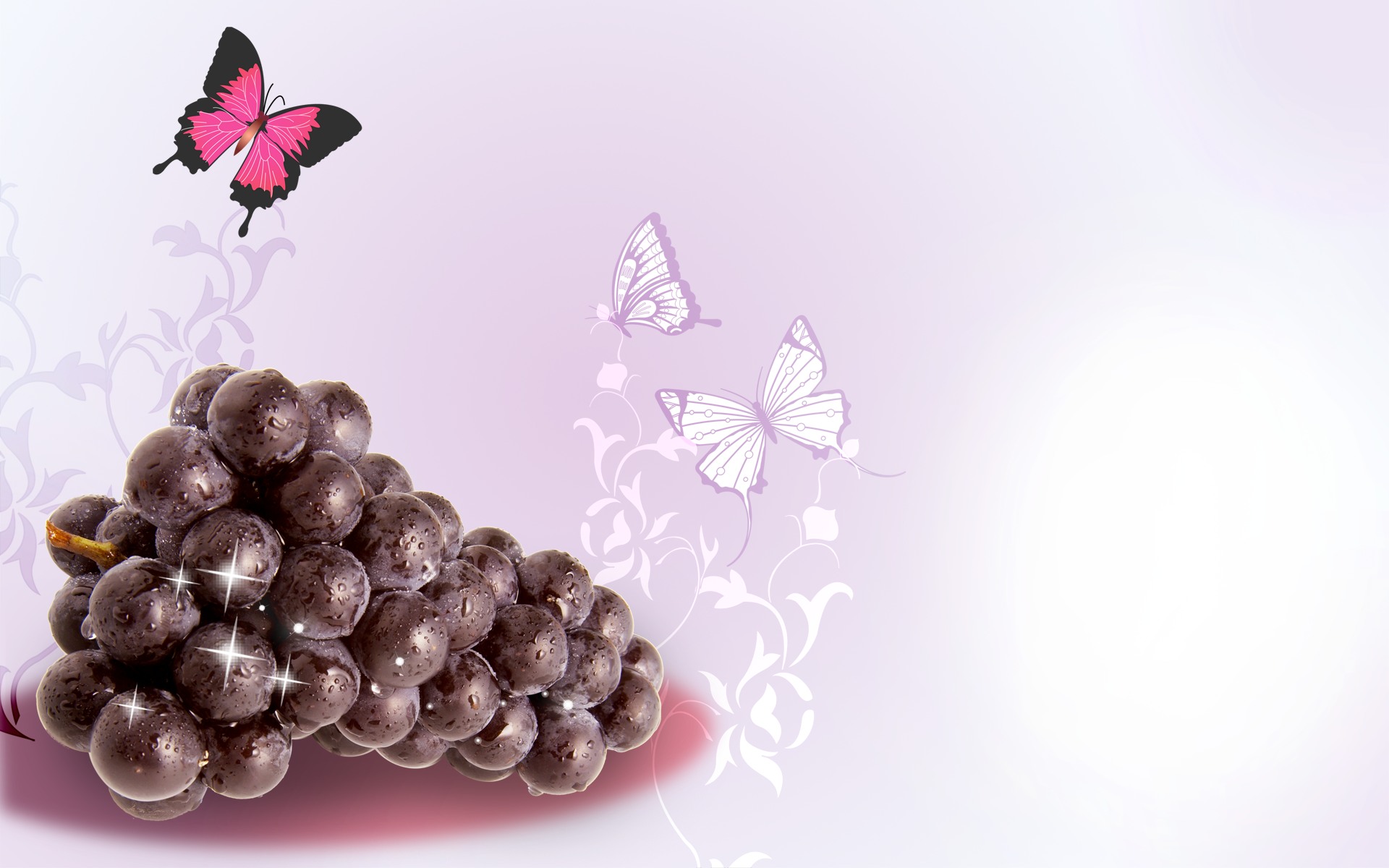 Graphic Design Background of Grapes and Fruit