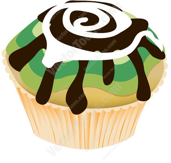 Green and White Swirl Cupcake with Frosting